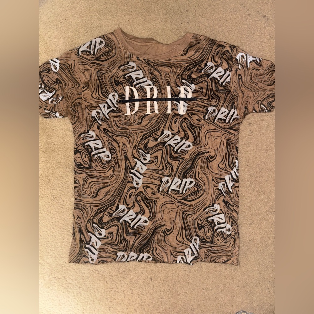 Swirl Pattern Kids Tee in Brown